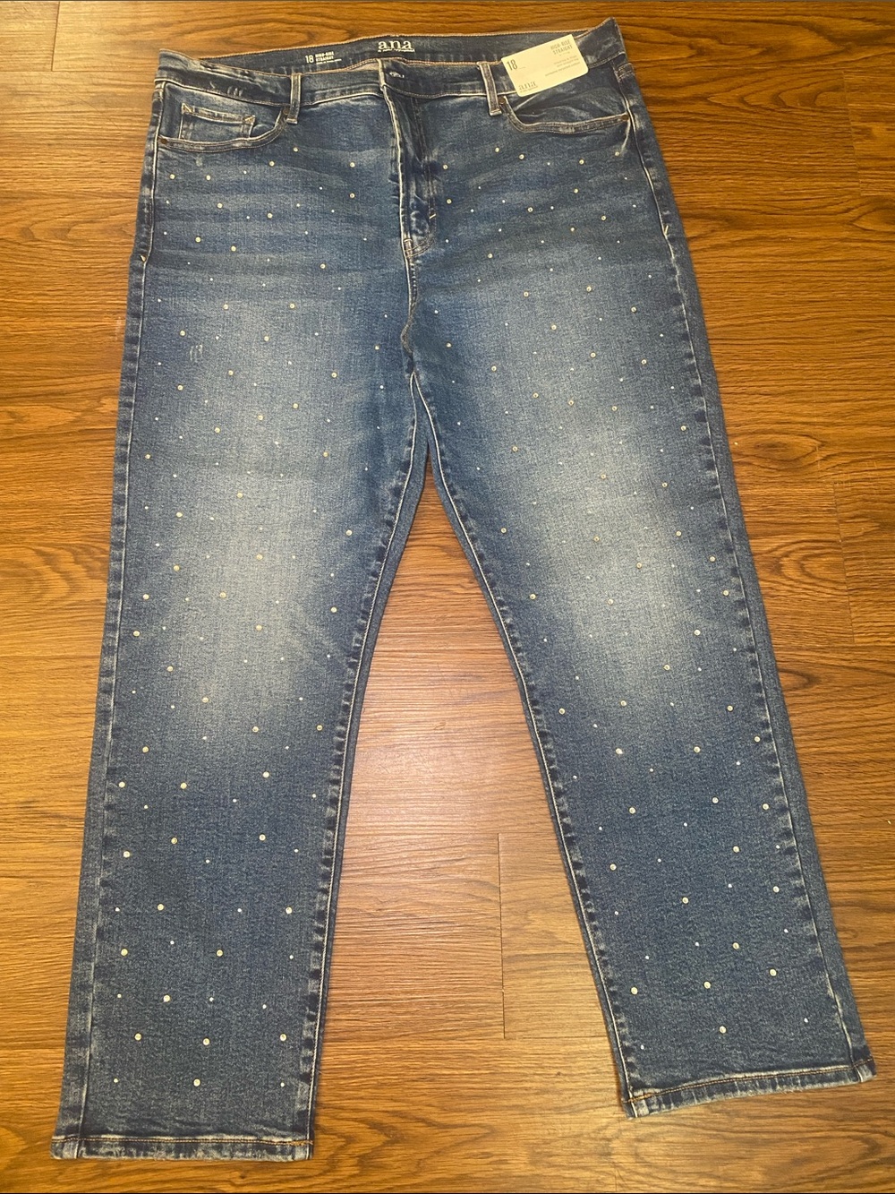 a.n.a Dark Blue Studded Cropped Jeans